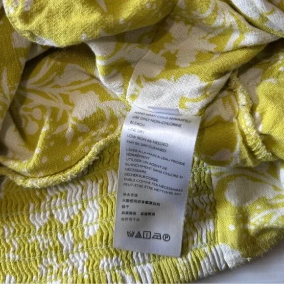 Free People One Shoulder Carmen Crop Top Sz L Stretch Tie Waist Smocked Print - Picture 6 of 7